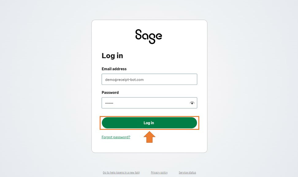 Enter your Sage credentials