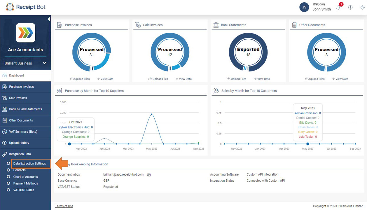 Data Extraction Settings