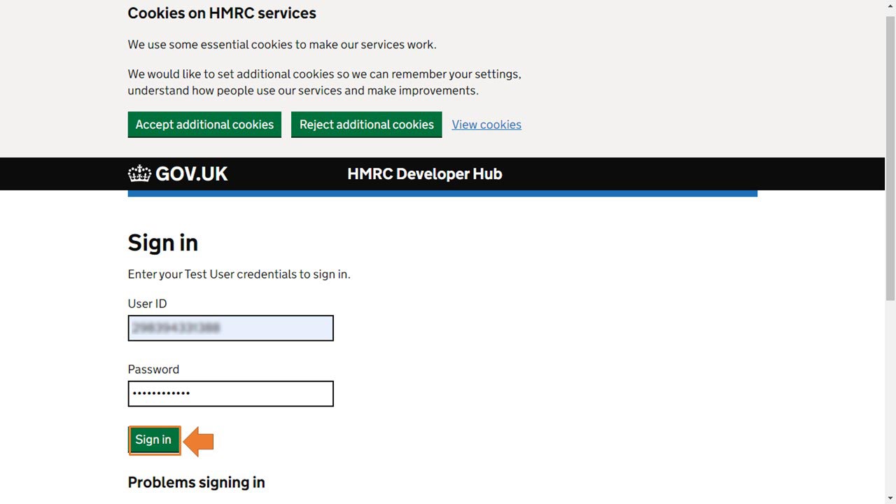 Enter your HMRC account credentials