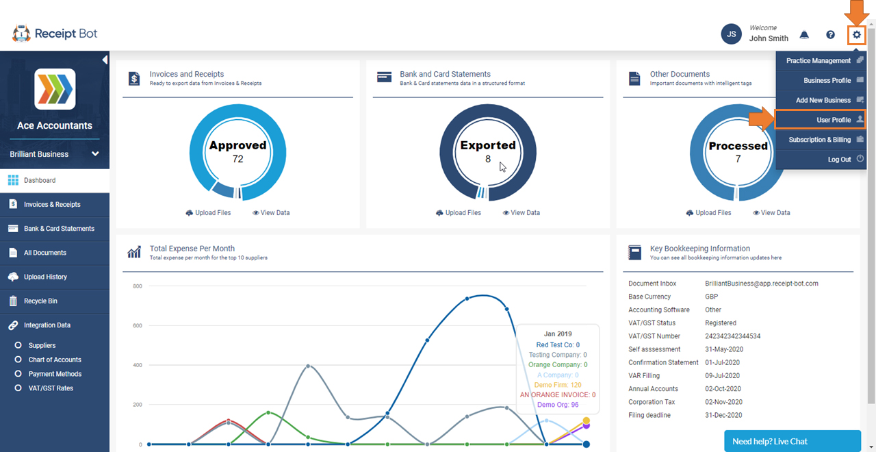 Navigate to User Profile